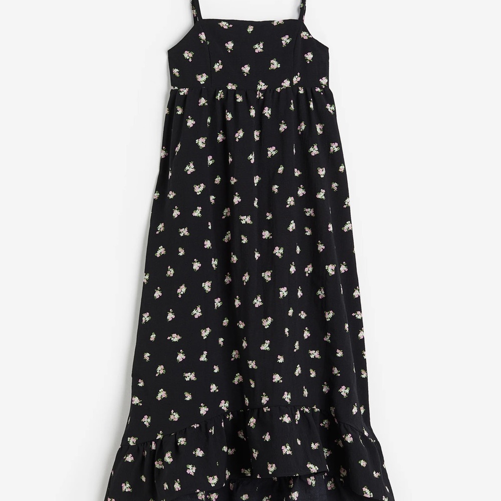 Floral Black Maxi Dress S